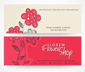 Hand drawn banners flower vectors 02