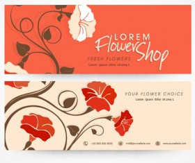 Hand drawn banners flower vectors 03