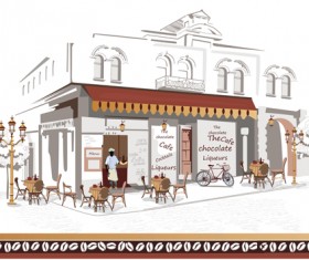 Hand drawn street cafe elements vector set 02