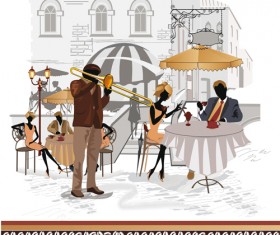 Hand drawn street cafe elements vector set 04