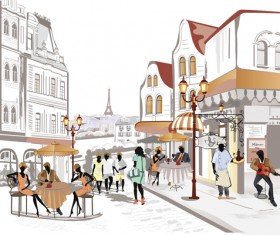 Hand drawn street cafe elements vector set 05