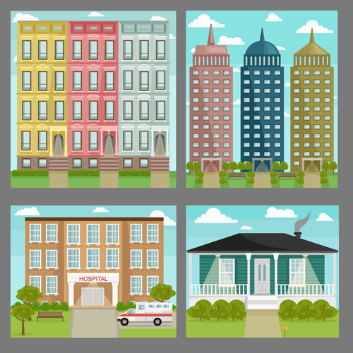 Houses concept flat template vector 01