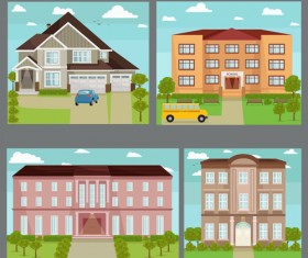Houses concept flat template vector 02