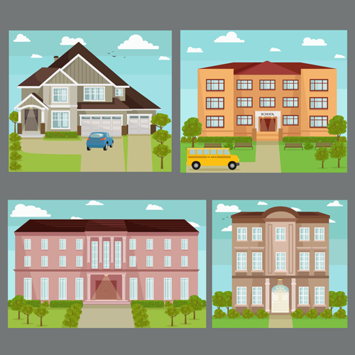 Houses concept flat template vector 02