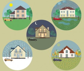 Houses concept flat template vector 03