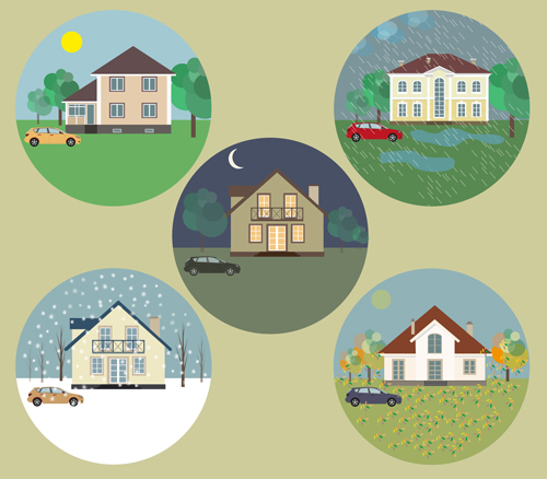 Houses concept flat template vector 03