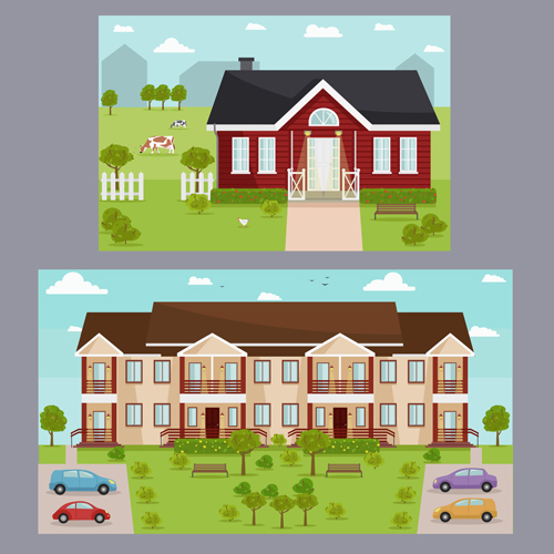 Houses concept flat template vector 04