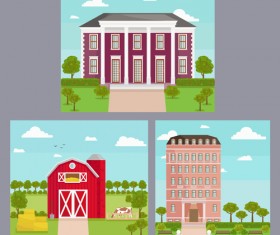 Houses concept flat template vector 05
