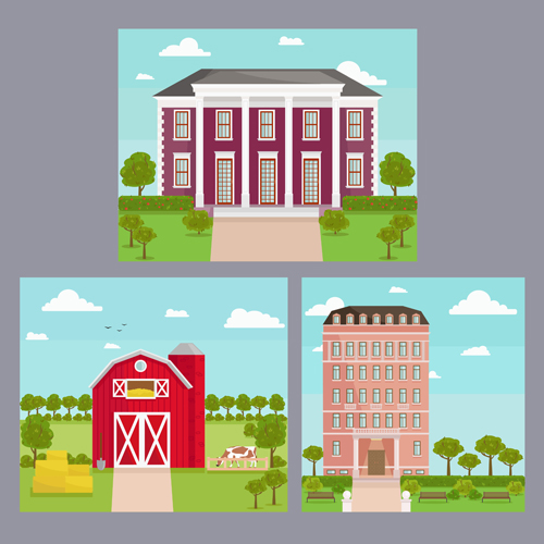 Houses concept flat template vector 05