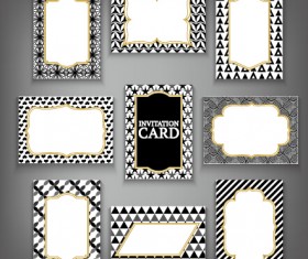 Invitation card frame with black white pattern vector