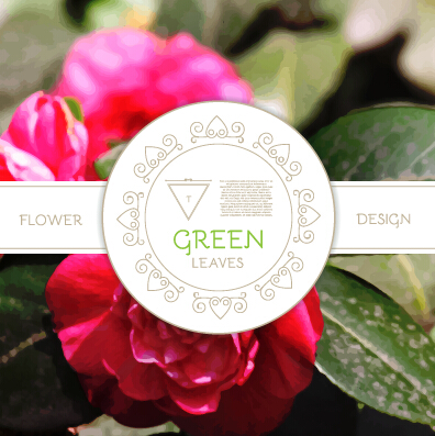 Labels with flower blurs background vector 01