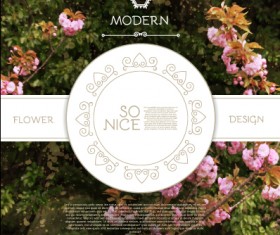 Labels with flower blurs background vector 03