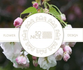 Labels with flower blurs background vector 05