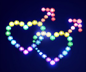 Love with colored diamond design vector 01