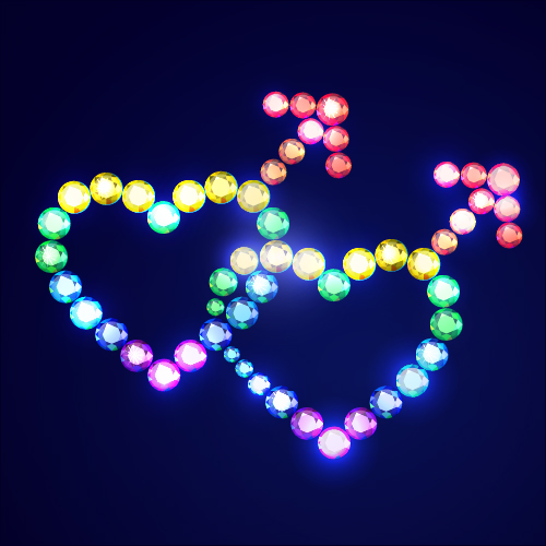 Love with colored diamond design vector 01