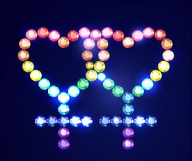 Love with colored diamond design vector 05