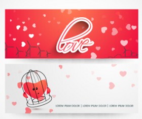Love with heart banners vector material 01