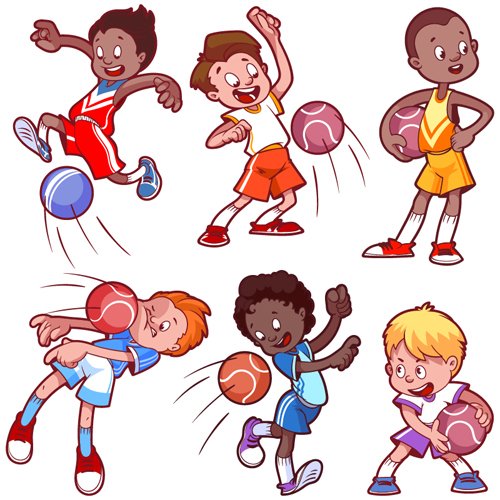 Lovely kids children cartoon graphics vector set 01