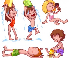 Lovely kids children cartoon graphics vector set 08