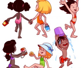 Lovely kids children cartoon graphics vector set 09