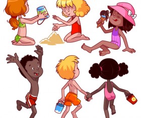 Lovely kids children cartoon graphics vector set 10