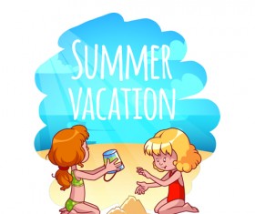 Lovely kids children cartoon graphics vector set 14