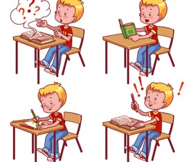 Lovely kids children cartoon graphics vector set 17