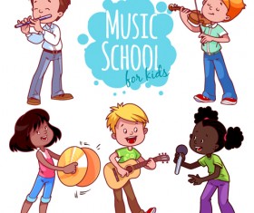 Lovely kids children cartoon graphics vector set 20