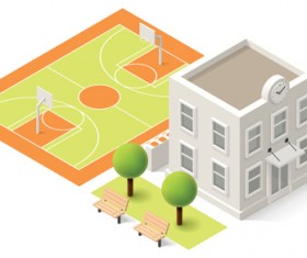Modern Isometric buildings model vector material 01