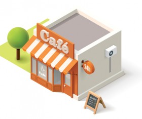 Modern Isometric buildings model vector material 02