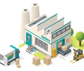 Modern Isometric buildings model vector material 05