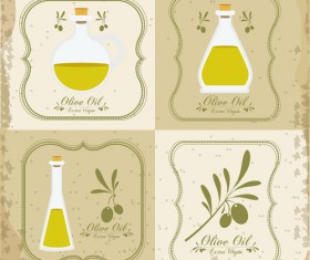 Olive oil retro frame vector set 02