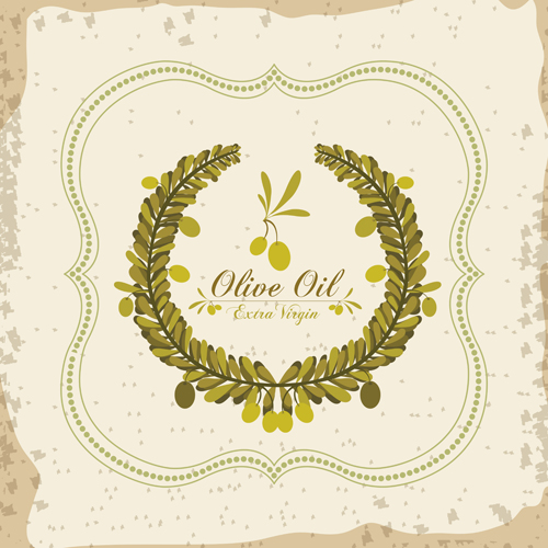 Olive oil retro frame vector set 03