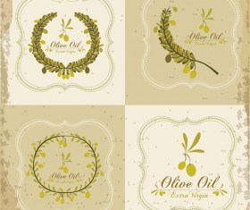 Olive oil retro frame vector set 04