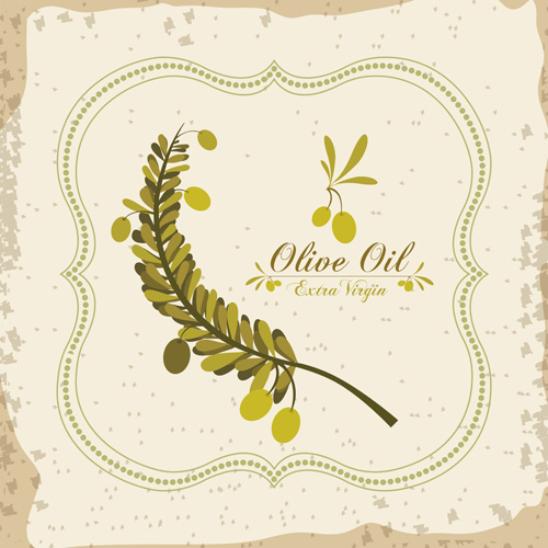 Olive oil retro frame vector set 05