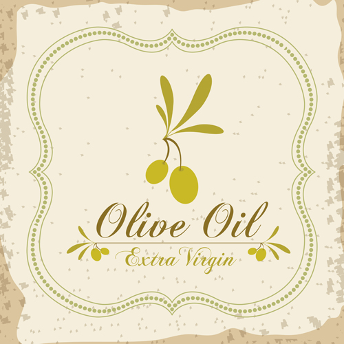 Olive oil retro frame vector set 06