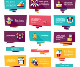 Origami banners christmas vector set