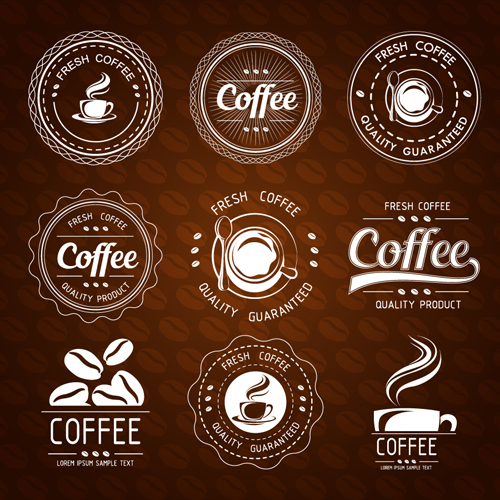 Original design coffee labels vector material 02