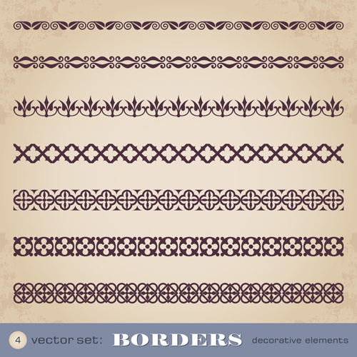 Ornaments borders decorative elements vector set 01