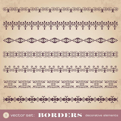 Ornaments borders decorative elements vector set 03