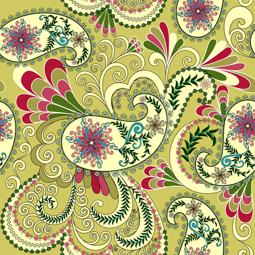 Pattern paisley seamless vector material 03