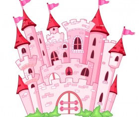 Pink fairy princess castle vector material