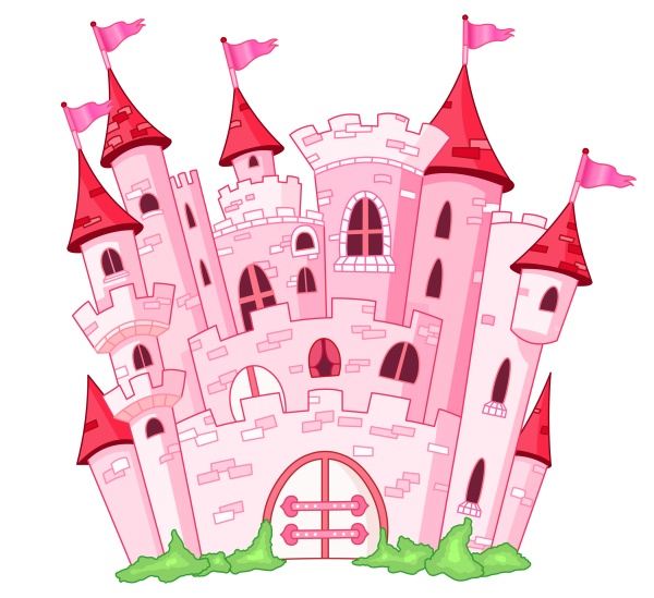 Pink fairy princess castle vector material