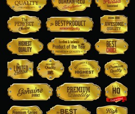 Premium Quality Golden labels shiny vector set