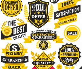 Premium quality black with yellow labels and badges vector 02