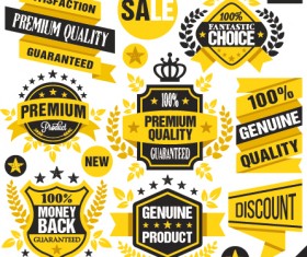 Premium quality black with yellow labels and badges vector 03