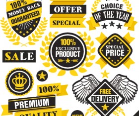 Premium quality black with yellow labels and badges vector 04
