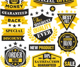 Premium quality black with yellow labels and badges vector 05