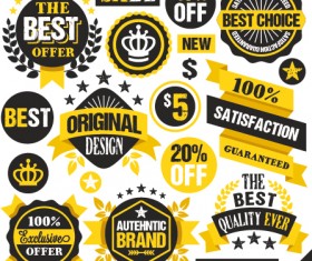 Premium quality black with yellow labels and badges vector 09