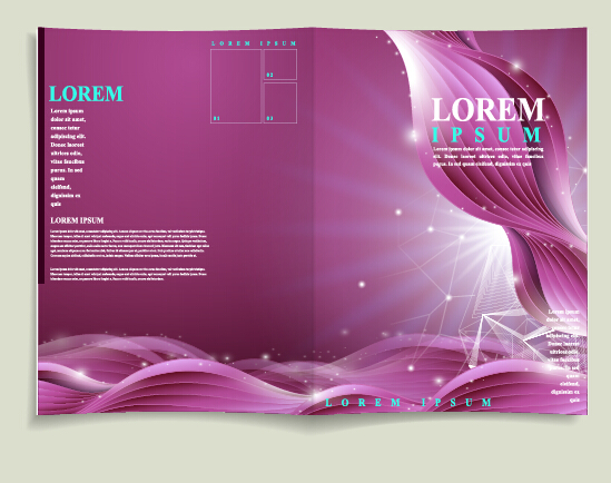 Purple corporate brochure cover vectors 01